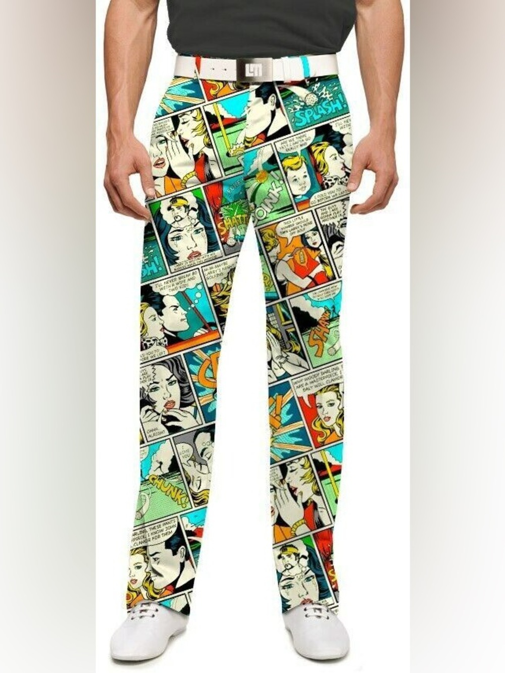 Loudmouth CRAK comic strip golf pants retro graphic Size 34” X 32”